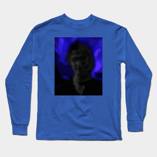 Portrait, digital collage and special processing. Man, like in night dreams. Demon. Gray and blue. Long Sleeve T-Shirt by 234TeeUser234